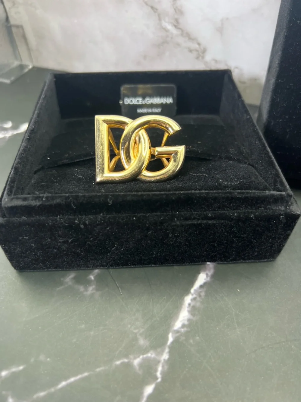 Dolce & Gabbana Brass logo-plaque Unisex ring GUC in Box - Picture 7 of 10